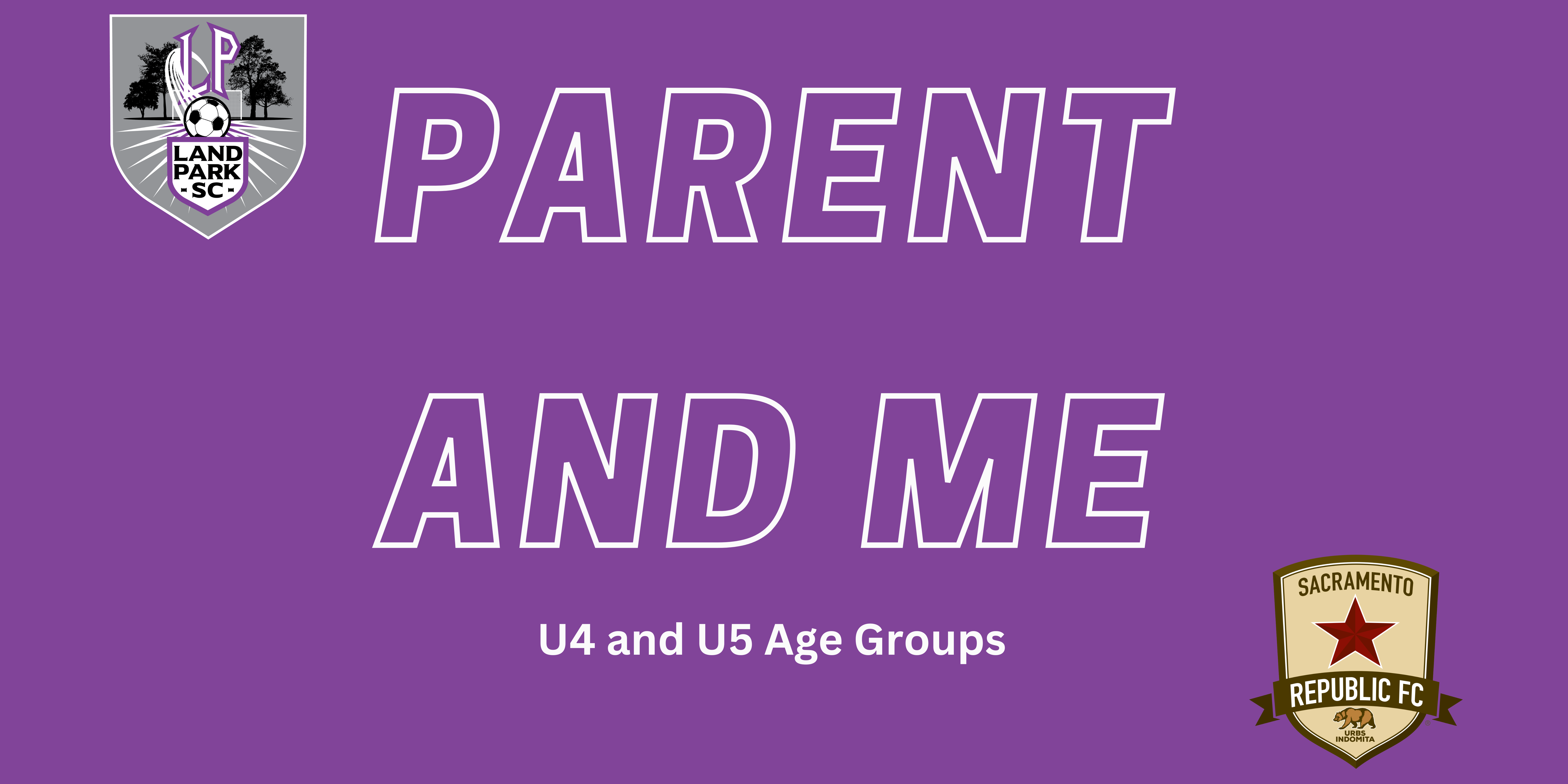 White text on purple background stating parent and me